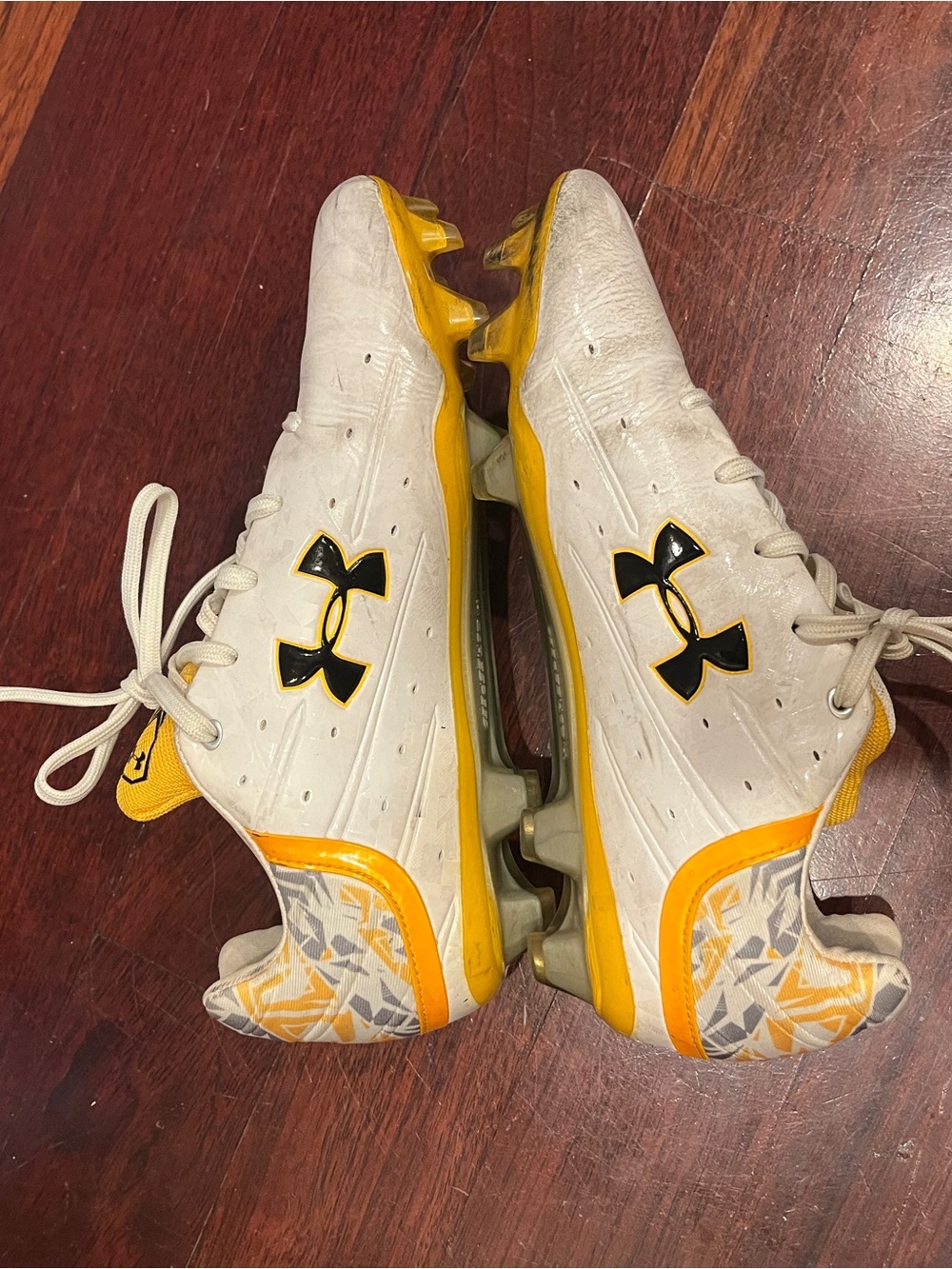 Under Armour White and Yellow Cleats - Lacrosse / Training